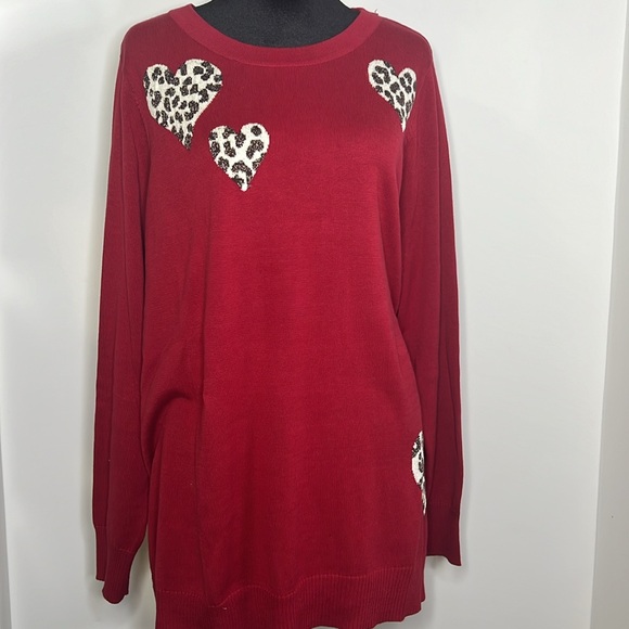 Quacker Factory Women’s Red Sweater Size 1X - Picture 2 of 9